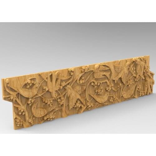Bird Decorative Panel 3D STL Model for CNC Router 3D Printer Artcam Aspire _Decor horizontal frieze
