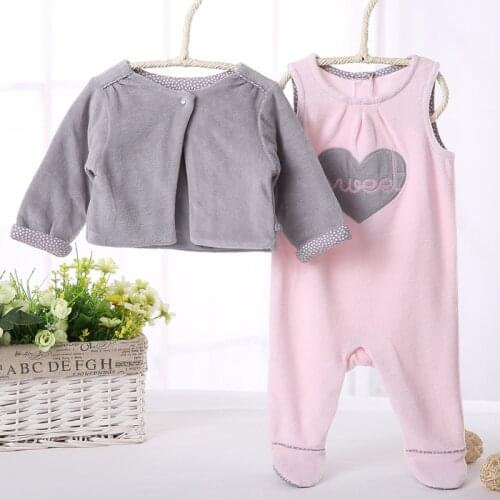 Baby clothes 2pcs pack set baby girlS clothes rompers and coat kids clothes jumpsuit pyjamas kids set baby overalls long sleeves