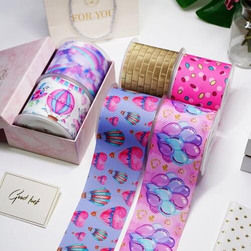 DIY Cartoon Stripes And Grids Printed Grosgrain Ribbon For Craft Supplies Sewing Accessories 5 Yards. 25674