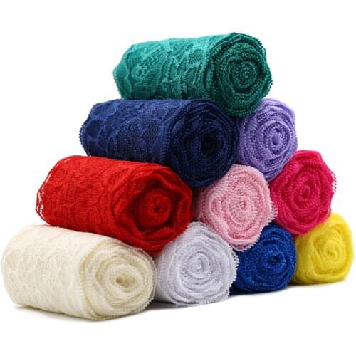 2Yard 8cm Muticolor Spandex Lace Elastic Crafts Stretch Lace Fabric Handmade Sewing Material DIY Garment Accessories