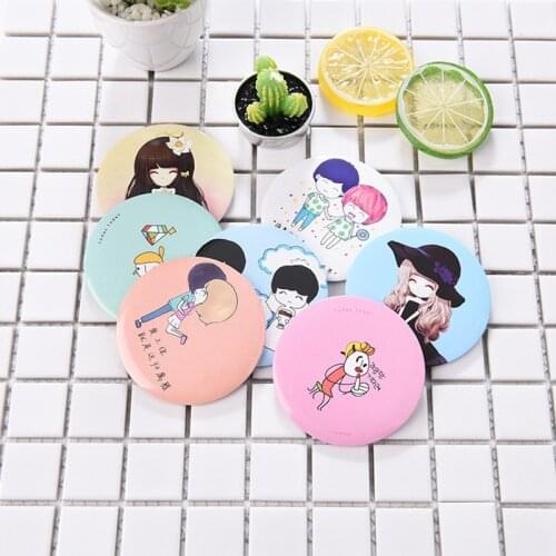 GU02 Hot Convenient Cute Cartoon Mini Portable Circular Hand Mirror Pocket Portable Make up Tool Makeup