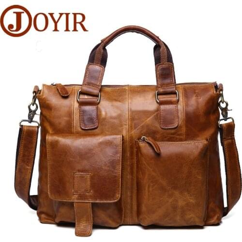 JOYIR Genuine Leather Shoulder Bags Leather Men Messenger Bag Briefcase Men Laptop Office Bag for Men Leather Busniess Handbag
