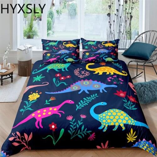 3D Small Dinosaur Print Cartoon Cute Simple Bedding Set Couple King Single Size For Kids Children Quilt Cover with Pillow Case