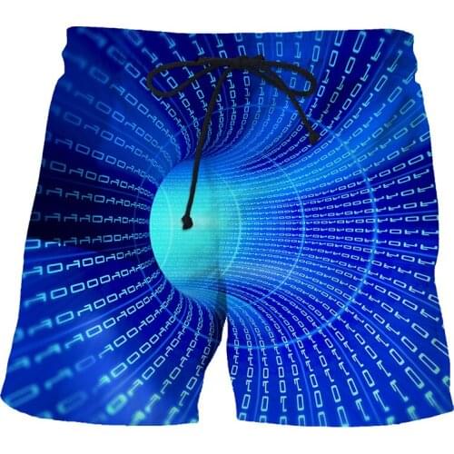 Summer New 3D Men Shorts Geometric Pattern Swimming Trunks Mens Funny Lingge Agency Beach Pants Fashion Hot Male Swimsuit Pants