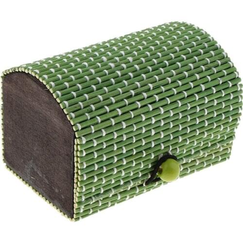 MagiDeal 9x6x6cm Mini Travel Case Jewelry Trinkets Showcase Natural Bamboo Wooden Environmental Storage Box