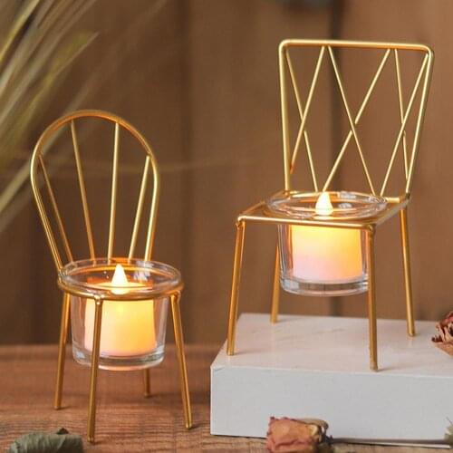 Metal Mini Tea Light Holder Iron Art Chair Decorative Candlestick Holder Candle Stand Decoration for Wedding Holiday Home