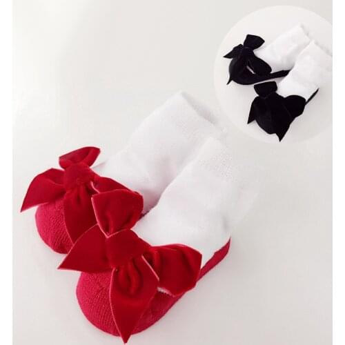 Baby Floor Socks Baby Girl Socks with Bows Princess White Cotton Shoes Socks Anti Slip Toddler Birthday Gift Kids meias Brand