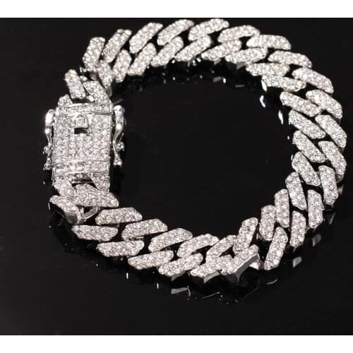 New Fashion Hip Hop Charms Jewelry S-Link Miami Cuban Bracelets 12mm Link Rhinestone Alloy Iced Out Gold Punk Choker Gifts
