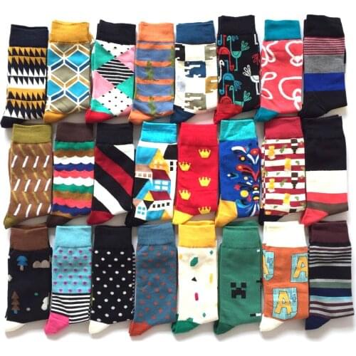 Novelty Funny Men Graphic Socks Combed Cotton Oil Painting Stripes Japanese Harajuku Fashion Long Crew Shark Sock Christmas Gift