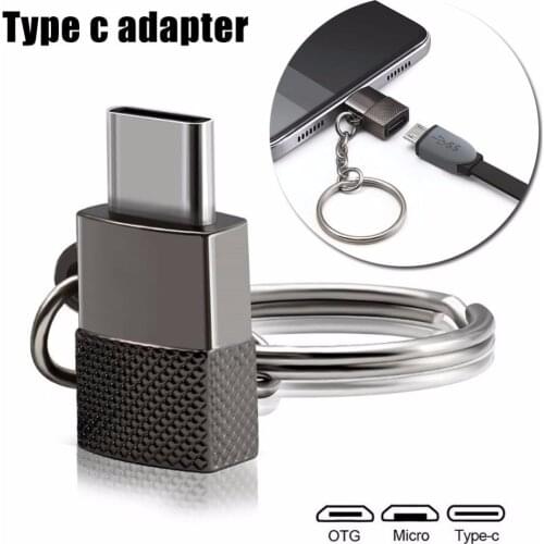 NEW Zinc Alloy Micro to Type-c Adapter with Chain Metal V8 Android to Type-c Adapter Charge Date Transmission Adapt Wholesale