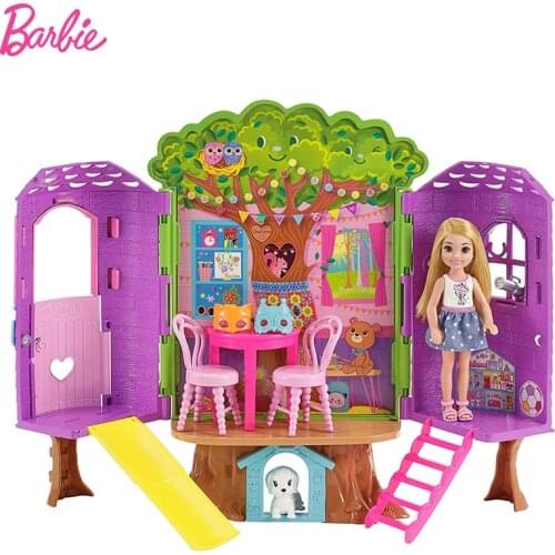Original Barbie Dolls Kelly Tree House Beautiful Princess Toys for Girls Children Fashion Toys Makeup Bonecas Birthday Gifts