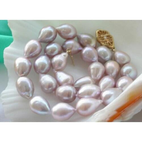 Unique Pearls jewellery Store Lovely 17'' 13mm Lavender Drip Freshwater Cultured Pearl Necklace Charming Women Gift Jewelry