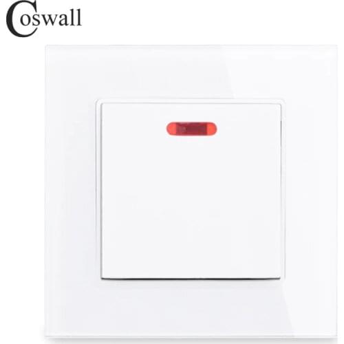 COSWALL 20A DP Switch With Neon Crystal Glass Panel For Water Heater On / Off Wall Switch For Air Conditioner