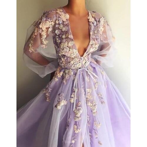 PROM dress Formal ball gowns topped with 3D floral beaded evening gown платье на выпускной