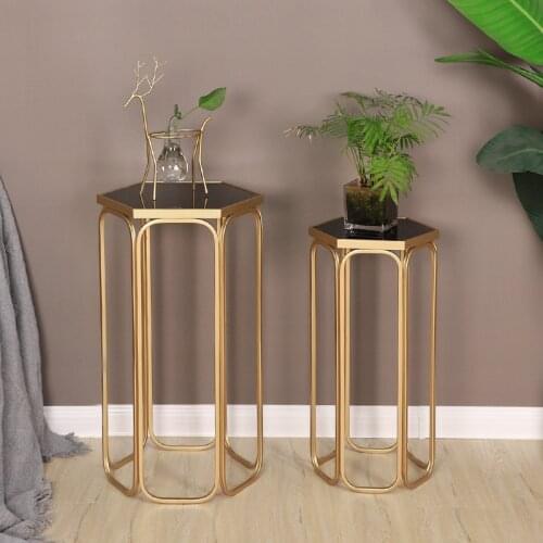 Light luxury Nordic living room plant stand floor type TV cabinet side small table modern simple fashion metal flower rack