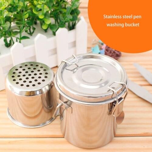 Oil Painting Brush Washing Bucket Wash Pen Barrel Stainless Steel Oil Paint Brush Washer For School Students Art Supplies S/M/L