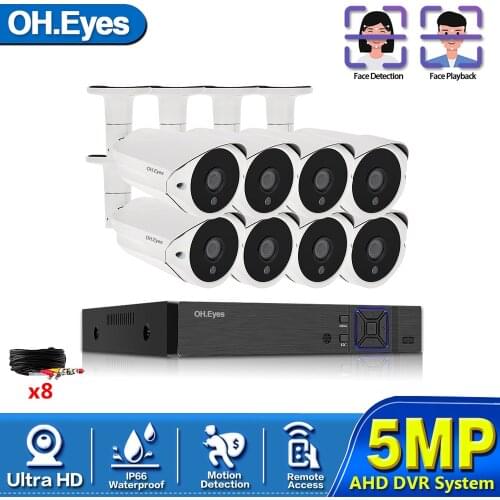 HD CCTV Camera System 8CH 5MP AHD DVR NVR Kit Video Surveillance System 8CH Outdoor Waterproof 5.0MP Security Cameras System