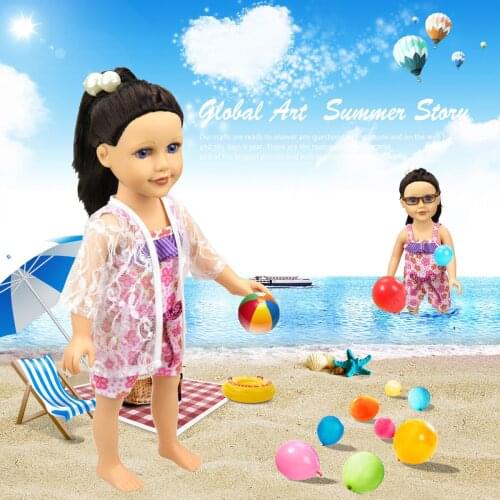 2021 New Pattern Clothes Five Leaf One Piece Swimsuit Suit Fit 18 Inch American&43cm Baby New Born Doll Clothes Accessories