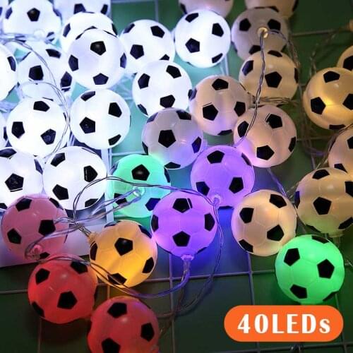 10/40 LED Balls String Lights Football Garland Lights SoccerBedroom Home Wedding Party Christmas Decorative Lights for Bar Club