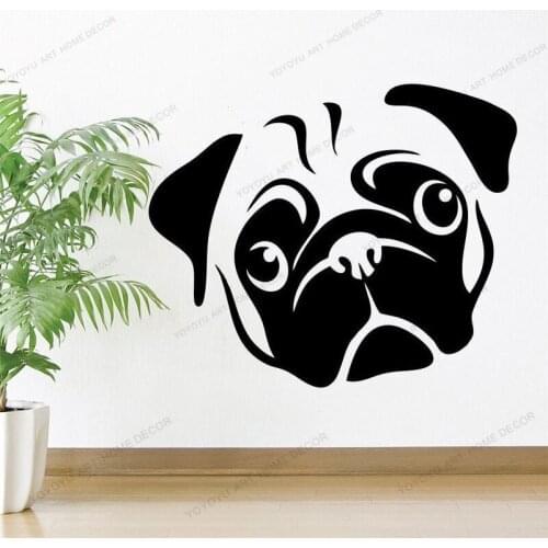 Pet Grooming Salon Sign Vinyl Wall Sticker Creative Design Pet Shop Removable Wallpaper Pug Dog Sign Wall Decals Cx65