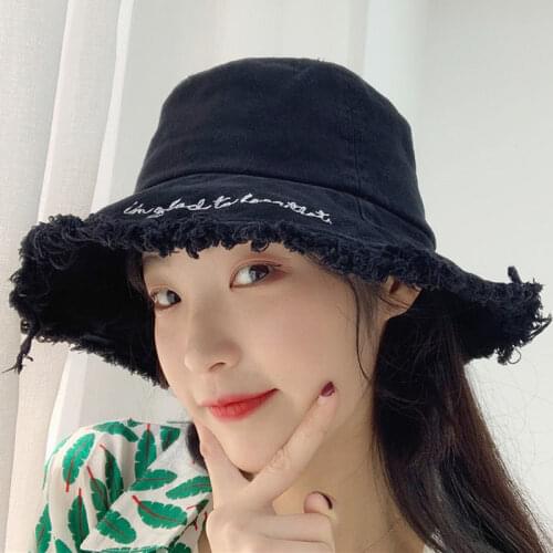 Canvas spring summer embroidery Bucket hat for women female Bonnet peaked cap Panama hat bonnet Fishing hat chapeu bucket