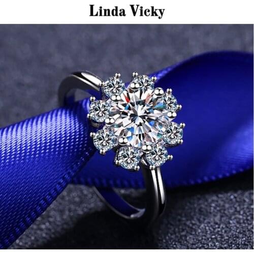 LINDA VICKY Fine Snowflakes shape Moissanite Ring Women Fashion Luxury Jewelry Pass Test Diamond 925 Silver Wedding Rings 2021