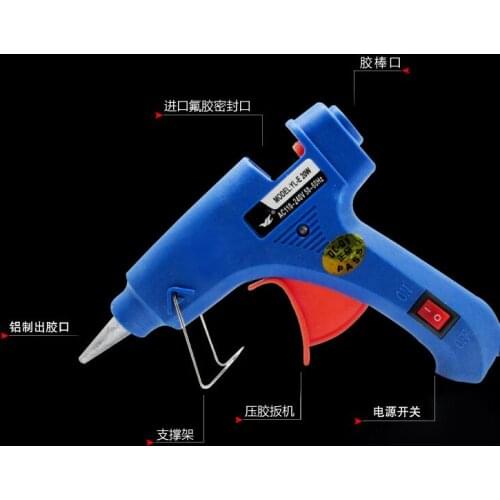 1pc 20W Mini hot melt glue gun +10pcs Hot rod glass silicon sol 110-240V 50/60HZ