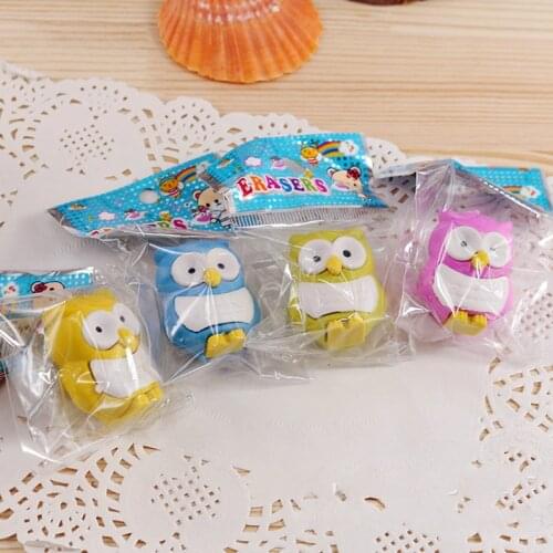1 pcs cartoon creative cute animal owl children Eraser student rubber stationery wholesale student prizes