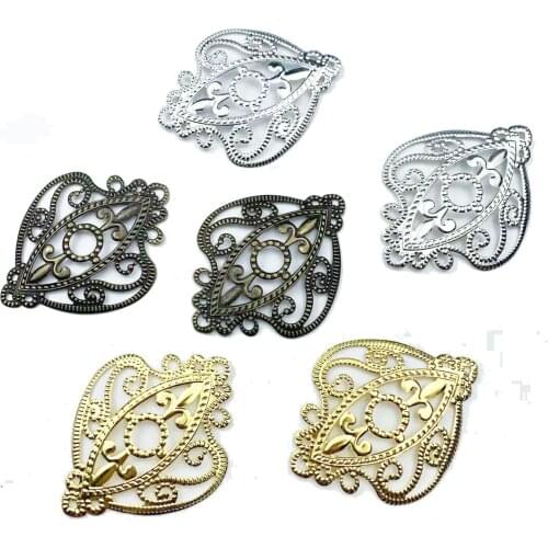 10Pcs Gold/Bronze Tone Metal Crafts Connectors Filigree Wraps Diy Embellishments Scrapbooking Home Decor 75x31mm