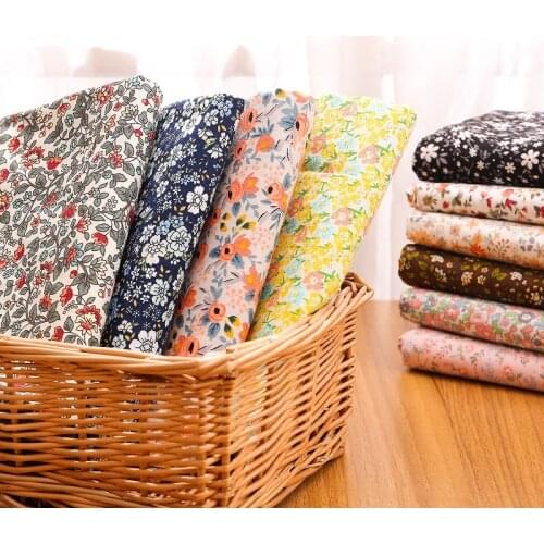 Floral Cotton Fabric 100% By The Meter Per for Children Plants Skirt Dress Cloth Flower Pattern Printed Brocade Sewing Textile