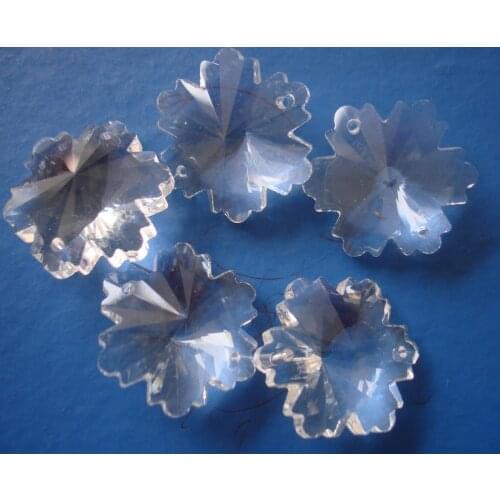 100pcs/lot 30mm 2 holes Clear Snowflakes glass crystal pendant Wedding & Home Decoration Chandelier Prisms
