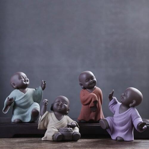 2017 Ceramic Purple sand pottery tea pet Zen monk Home decoration Furnishing creative gift Buddha statue decoration