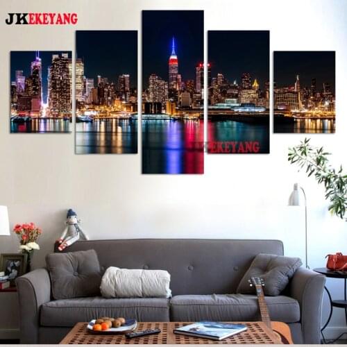 5pcs 5D Diy Diamond embroidery"New York city night view"Cross Stitch full square diamond painting decorations for home Y4125