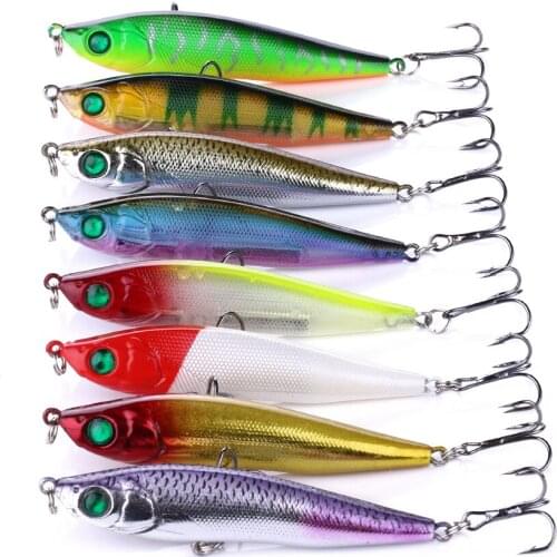 8Pcs 8.5cm 13.6g Pencil Hard Fishing Lures Artificial Wobbler Bass Pike Plastic Hard Bait CrankBait Japan Fish Pesca Tackle