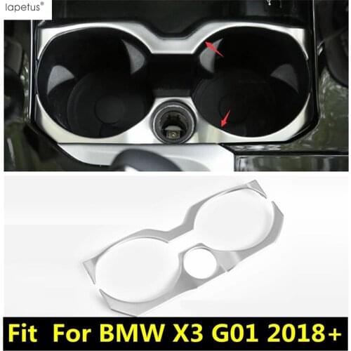 Lapetus Accessories For BMW X3 G01 2018 - 2021 Central Front Seat Water Cup Holder Decoration Molding Cover Kit Trim 1 Piece