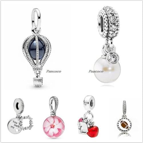 Authentic 925 Sterling Silver Luminous Elegance Pearl With Crystal Charm Beads Fit Pandora Bracelet & Necklace Jewelry