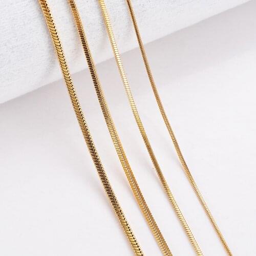 1 piece Width 0.9mm/1.2mm/1.5mm Gold Square Snake Chain Men Women Necklace Jewelry 316 Stainless steel Necklace chiain Jewelry