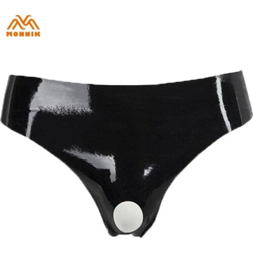 MONNIK latexSexy LingerieMen Rubber Male Shorts Underwear Panties Sexy Black Latex Briefs For