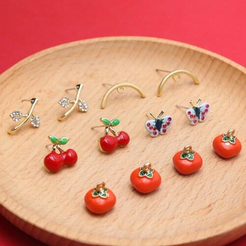 Geometric irregular tomato/Cherry/butterfly shape 30pcs/lot fashion women earrings stud diy jewelry earring accessory