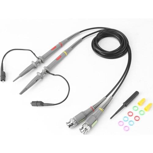 2pcs P6100 Voltage Oscilloscope Probe Kit 100MHz Scope Clip Test Leads Probe Cable Wire Pen 1X / 10X Switchable Set