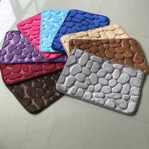 40x60cm Pebble Embossed Carpet , 3d Stone Pattern Absorbent Floor Mat , Non-slip Bathroom Mat