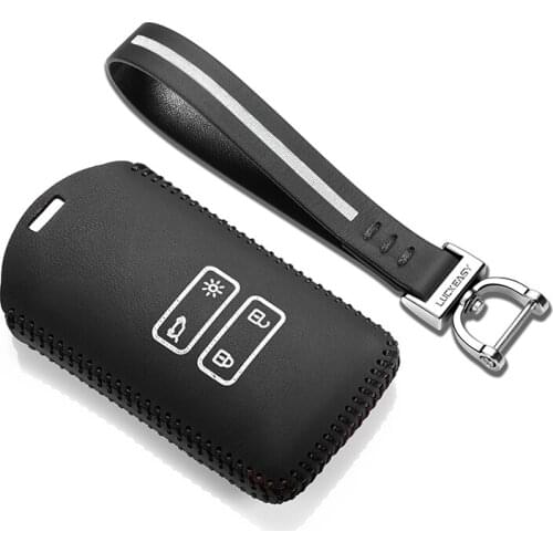 Luckeasy Car Key cover for Renault Koleos 2017 kadjar 2017 remote Leather key case holder 4 button key2p