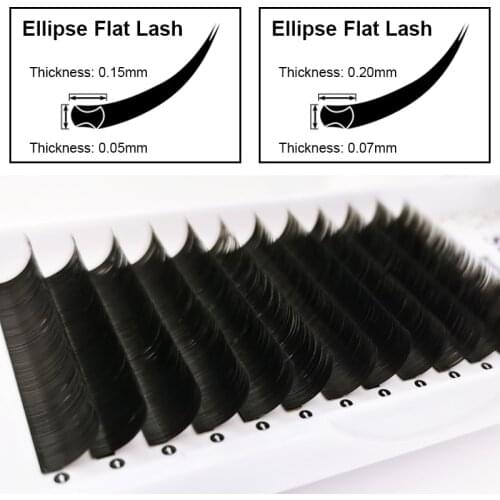 Matte flat ellipse lashes extension individual soft mink flat Lash Split Tip profession Volume eyelash extension