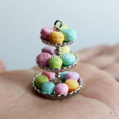 1/12 Scale Cute Mini Macaron Miniature Dollhouse Cake Tripod Pretend Play Simulation Food for Doll Kitchen Toy Accessories
