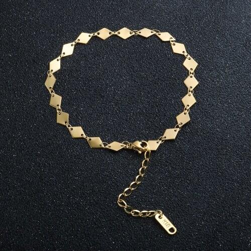Fashion Gold Color Diamond-Shaped Chain Anklets For Women Beach Foot Jewelry Leg Chain Ankle Bracelets Women Accessories