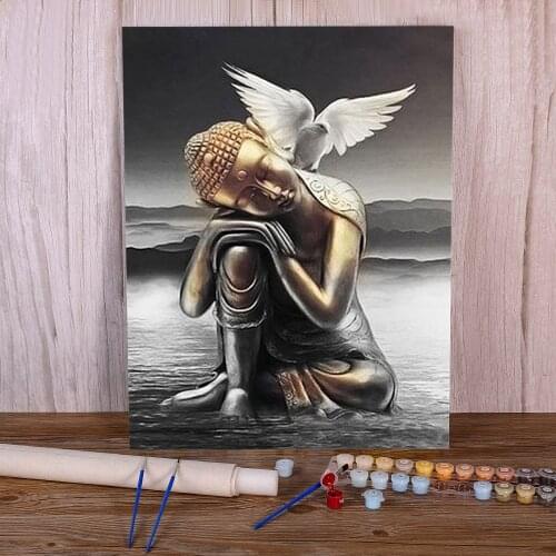 Religious Buddha DIY Paint By Numbers Kit Oil Paints 50*70 Boards By Numbers Decorative Paintings For Kids Handicraft For Art