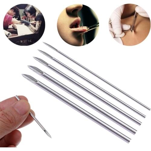 5/10pc Disposable Sterile Body Piercing Needles Medical Tattoo Needle Piercing for Navel Nipple Lip Ring Kit 14G 15G 16G 18G 20G