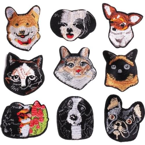 Cartoon Pet Cat Dog Iron on Patches Clothes Stickers Animal Cheap Embroidered Patches for Jeans Clothes Badges Accessories