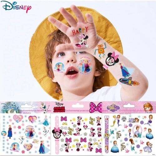 Disney Tattoo Stickers Girls Frozen Princess Designer Toy Mickey Minnie Cute waterproof Sticker Cartoon Kids Baby Christmas Gift