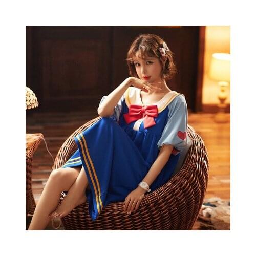 Pregnant night dress thin short-sleeve cotton pajamas spring and autumn summer pregnant Japanese cute sexy princess wind palace